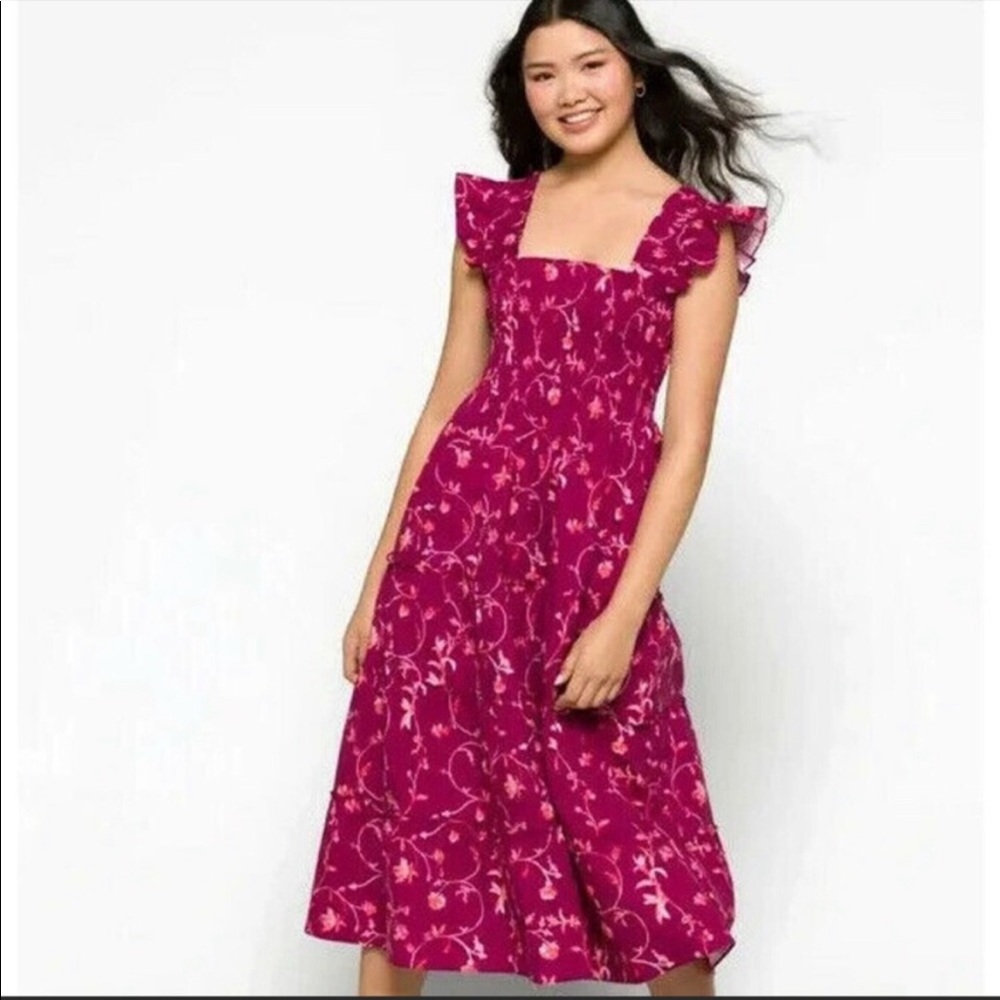 Hill House Midi Dress in Burgundy Floral